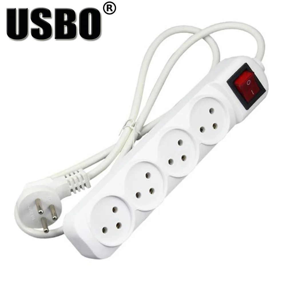 Белый 250 В 16A 4 jack Израиль AC адаптер питания удлинитель 1.5 м проводки доска разъем расширения шнур питания конвертер с коммутатором