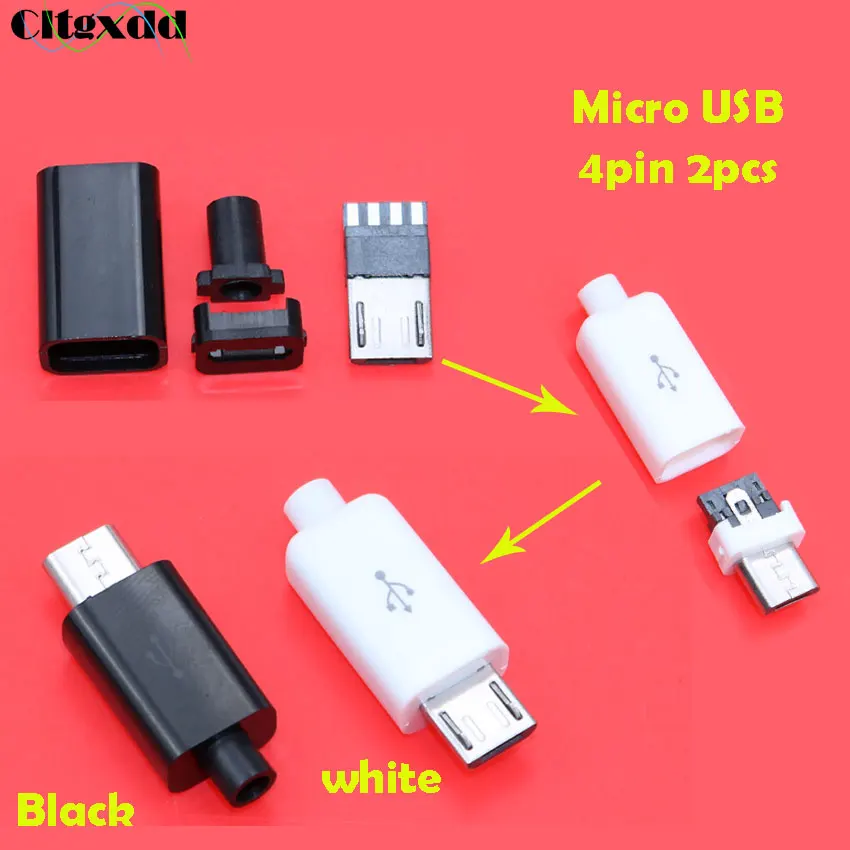 Cltgxdd 2 шт микро USB 4-контактный разъем штекер черный/белый Сварка данных OTG линия