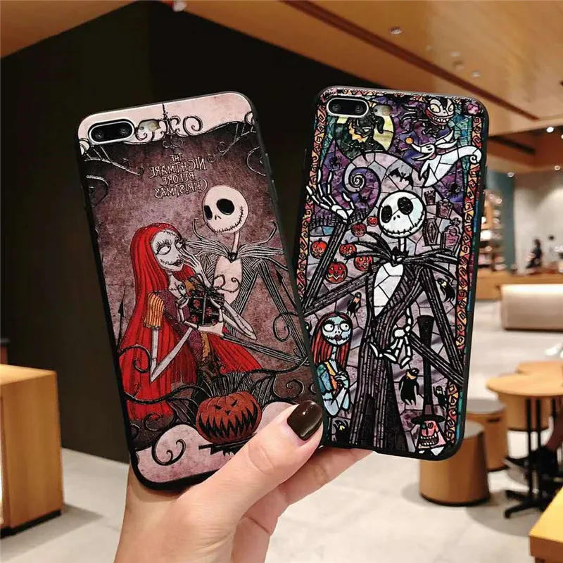 Хэллоуин Череп рельеф странный Джек черный ТПУ чехол для Coque iphone X XS XR MAX 6 6s 7 8 плюс