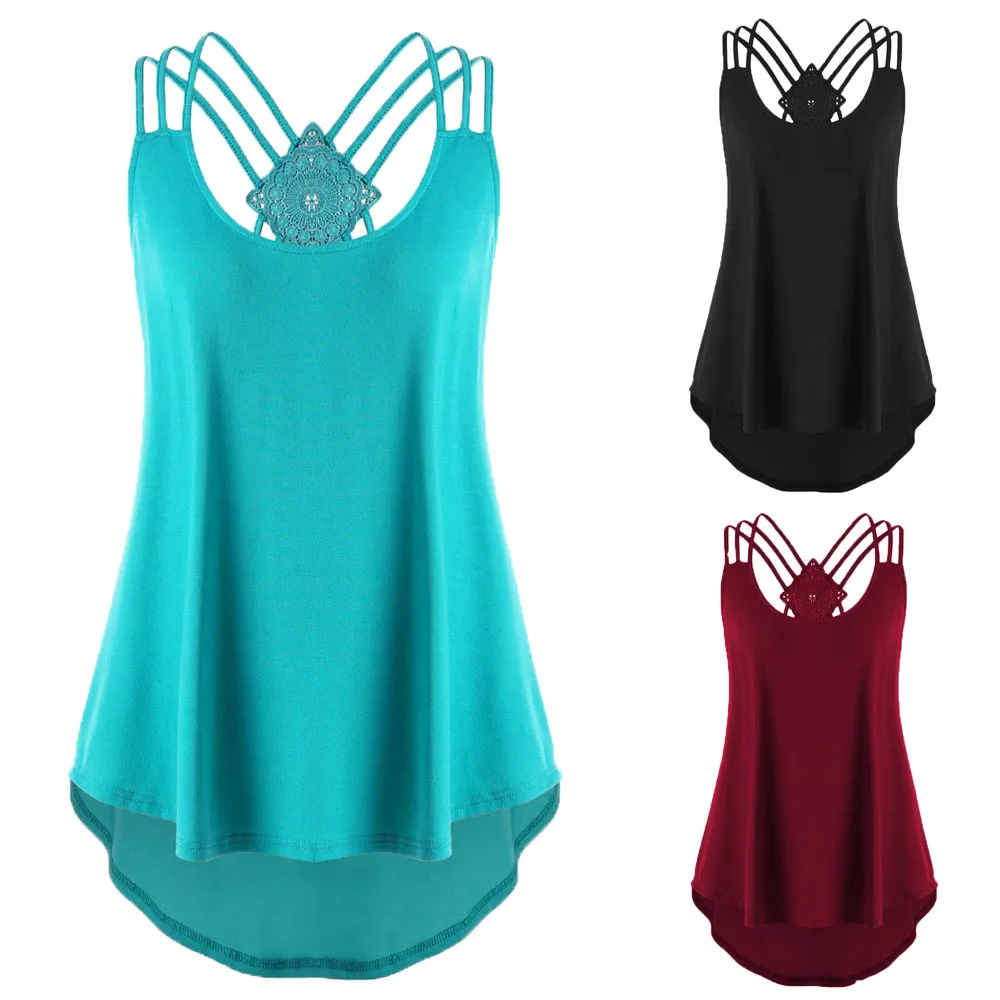 Sexy Female Bandage High Low Tank Tops Fashion Women Vest Sleeveless Womens Camisole Crop Top Feminino Summer Woman Clothes | Женская
