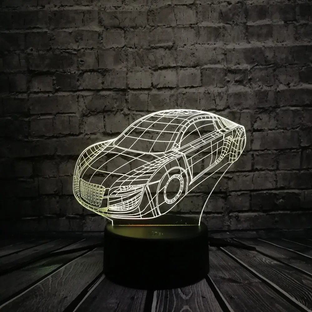 Супер роад GTR Спортивная модель автомобиля 3D Светодиодная лампа 7 видов цветов меняющая ночник для мальчиков