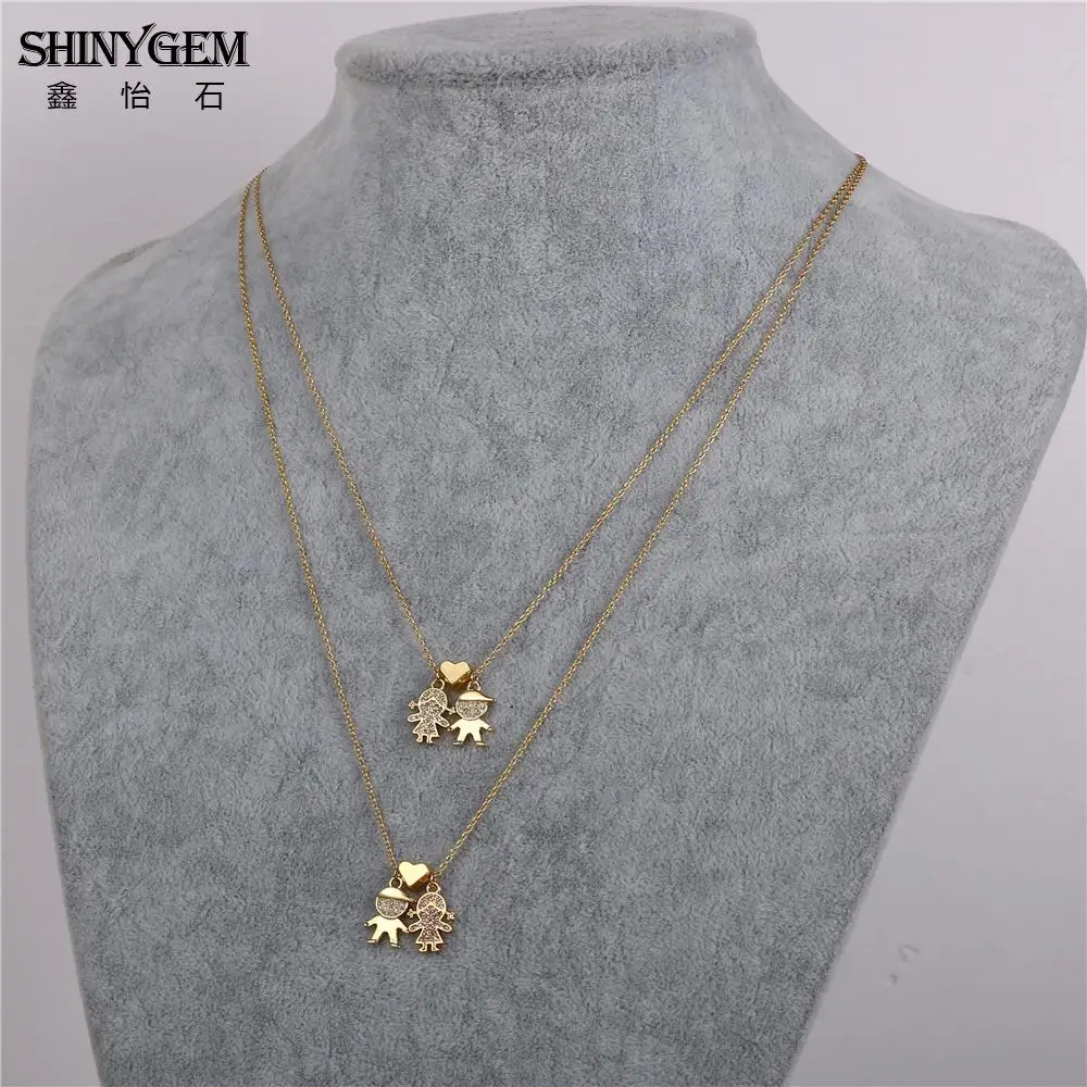 Ожерелье ShinyGem для влюбленных пар длинное Двухслойное винтажное ожерелье с