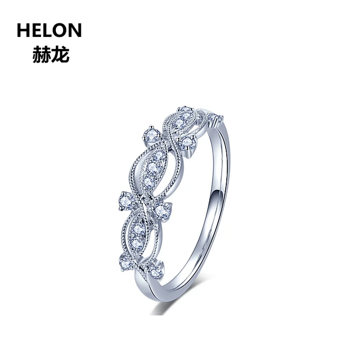 Однотонное обручальное кольцо из белого золота 10 к 0.1ct SI/N с натуральными