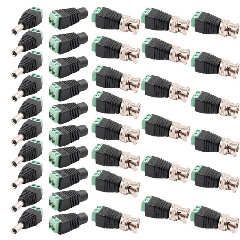 

20x BNC Video Balun+10x Male 10x Female DC Power Plug Connector Adapter For CCTV