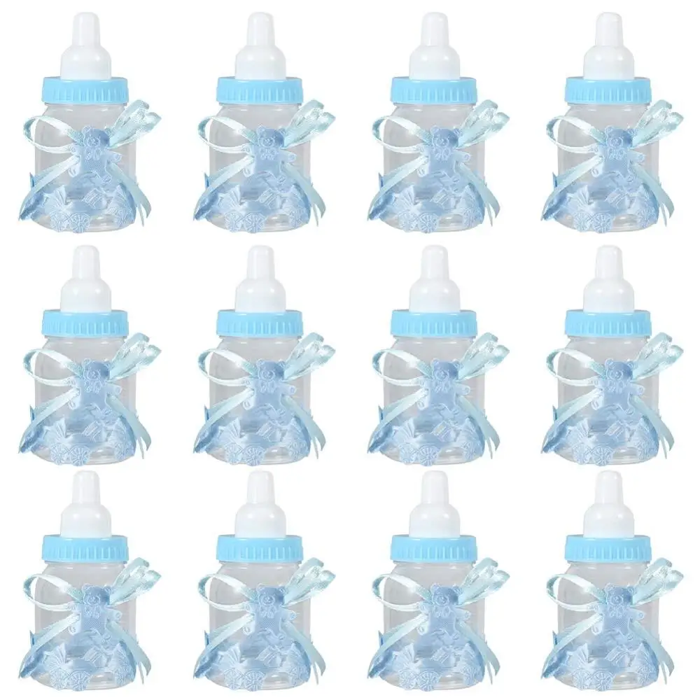 Blue 12 шт милый мальчик девочка бумага крещение Baby Shower Украшение коробки для конфет ребенок сувениры Подарочная сумка сладкий день рождения, мероприятие, вечеринка - Цвет: Blue