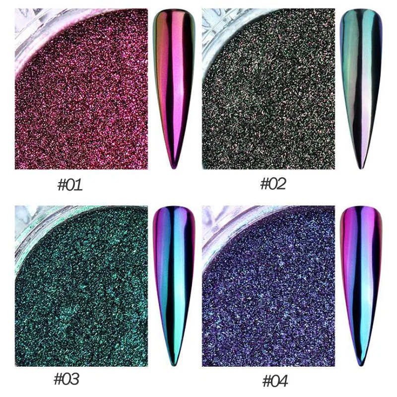 Bittb 8Colors Chameleon Nail Chrome Mirror Effect Pigment Glitter Powder Manicure Design Kit Holographic Dust | Красота и здоровье