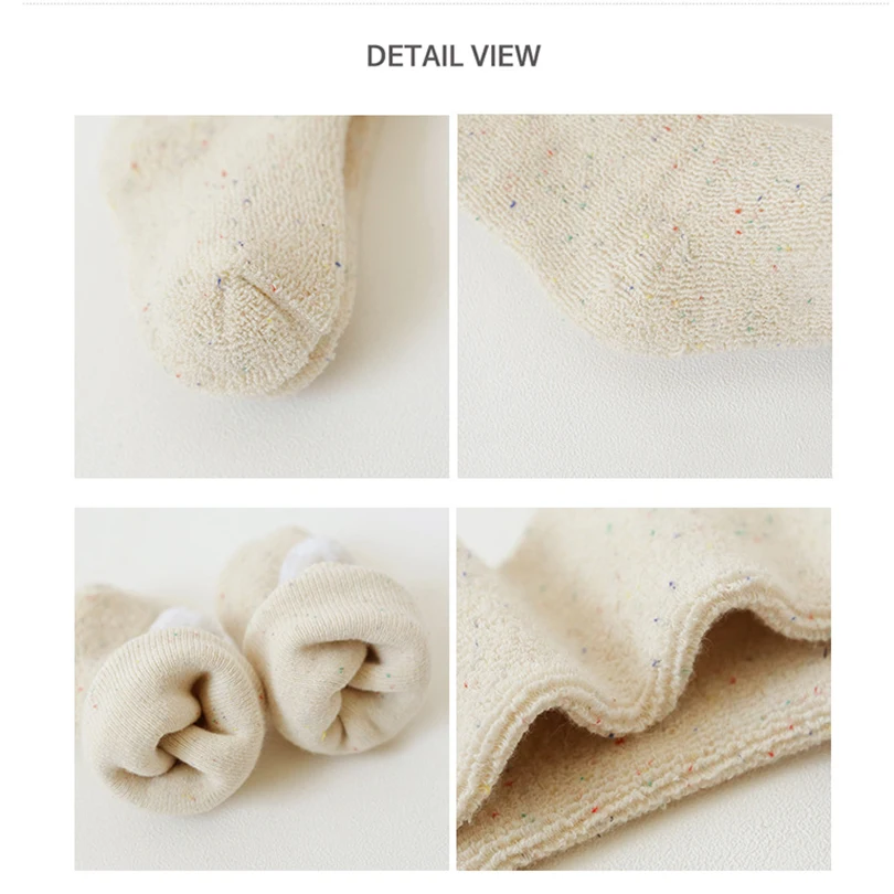 Calcetines largos hasta la rodilla con dise&ntilde;o de bola de felpa para beb&eacute;, medias de invierno para ni&ntilde;o y ni&ntilde;a, c&aacute;lidos para piernas, ropa de Navidad-5