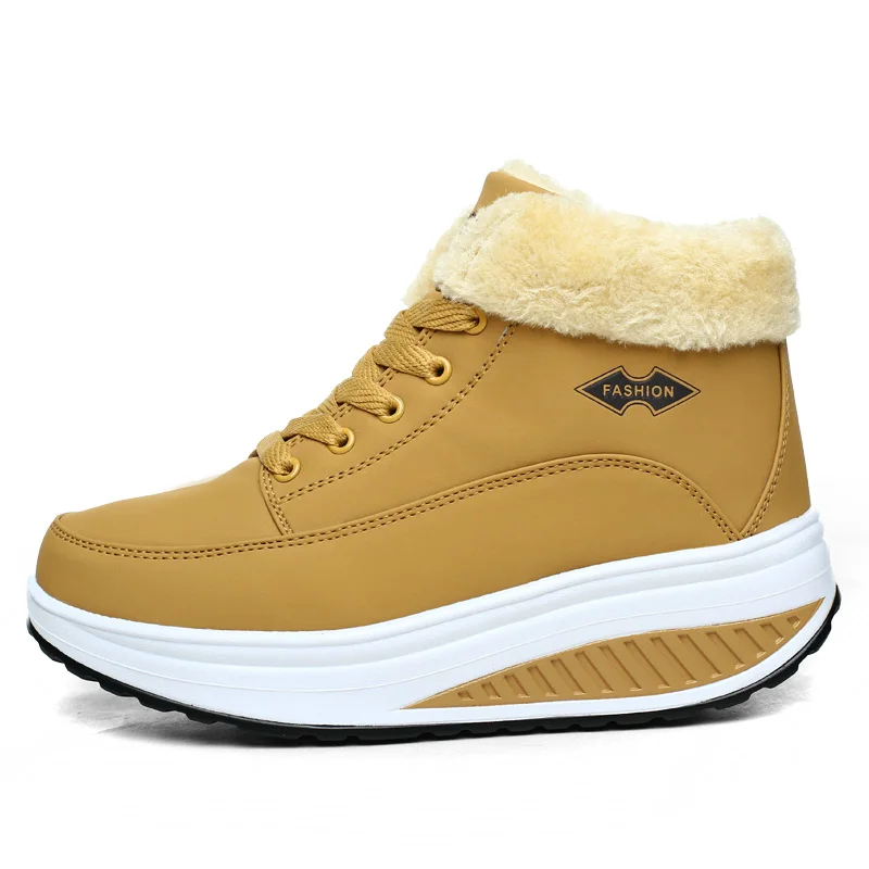 Женские ботильоны на плоской платформе Теплая зимняя обувь модные повседневные