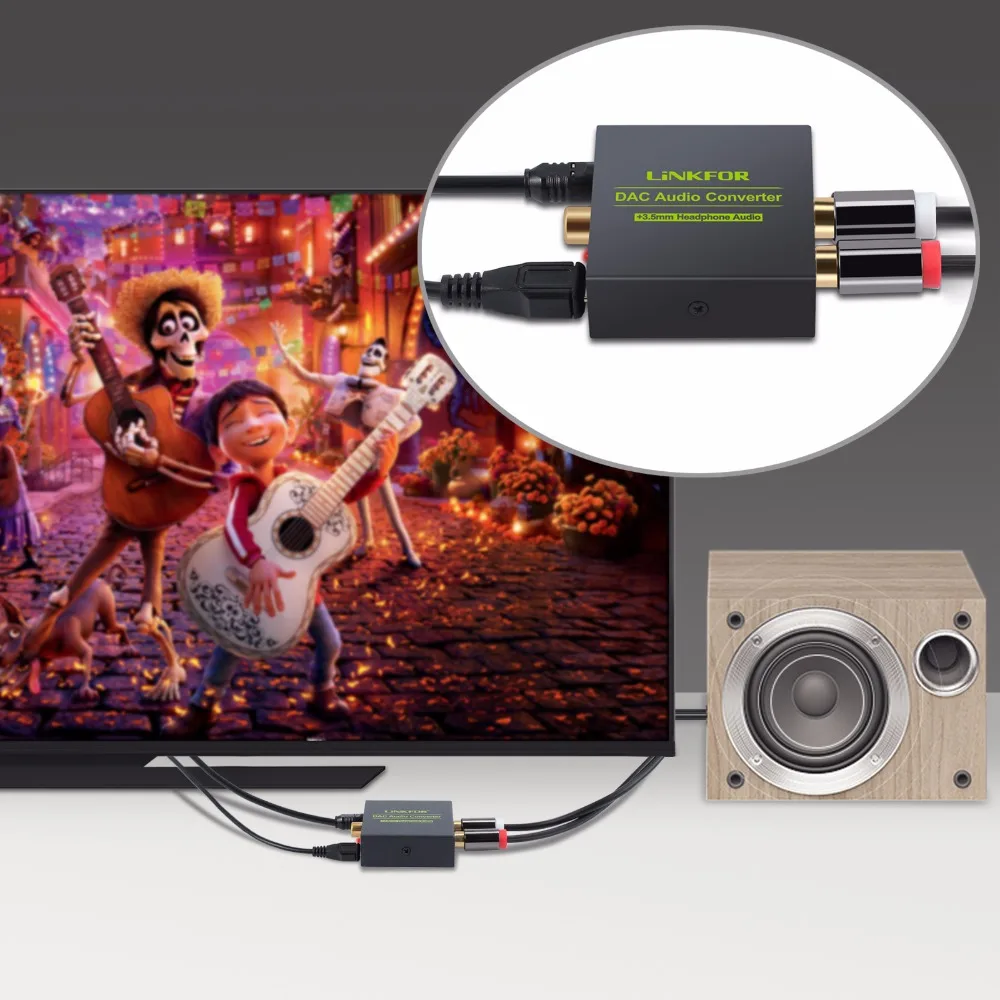 ESYNiC цифро-аналоговый аудио конвертер 2 x RCA R/L 3 5 мм Jack выход Toslink коаксиальный