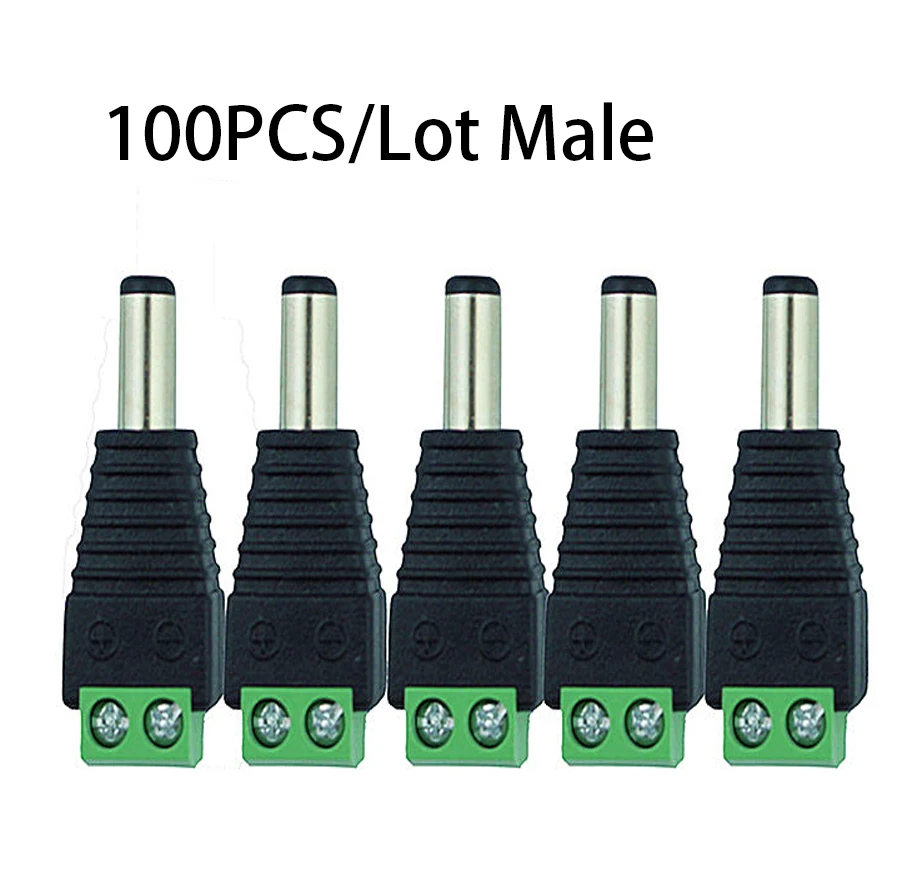 100pcs/Lot 12V 2.1 x 5.5mm DC Power Plug Jack Adapter Connector For CCTV Flexible Single Color 5050 3528 LED Strip Light | Обустройство