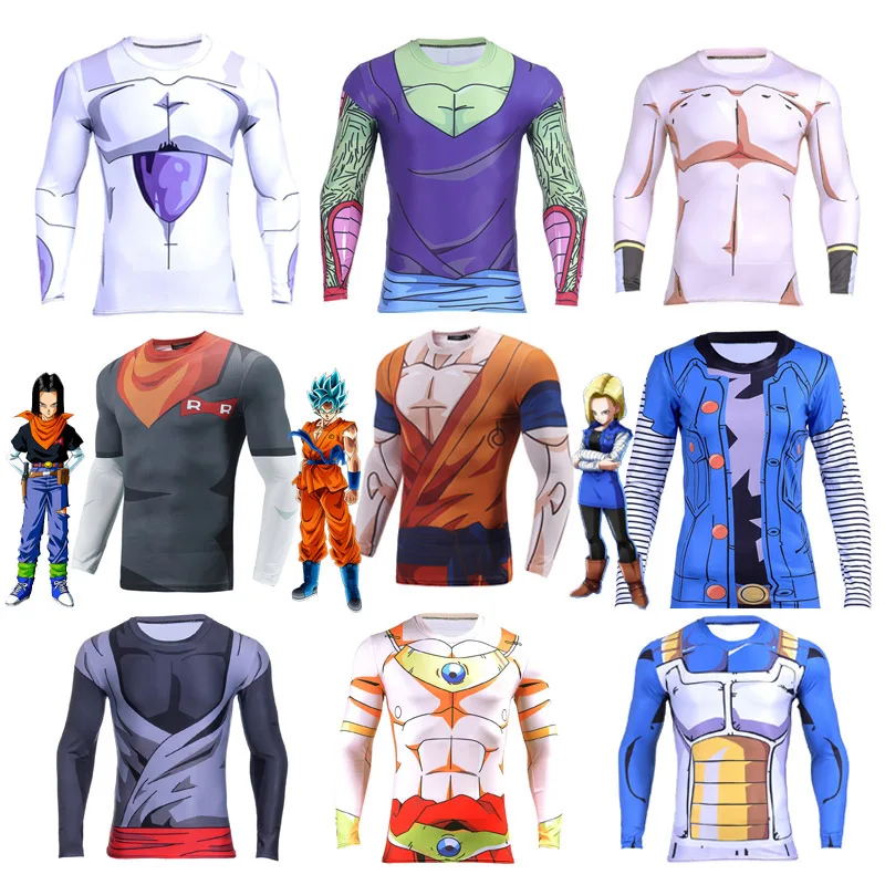 Dragon Ball супер футболка Гоку черный Вегета Android 18 костюмы для косплея Frieza фитнес