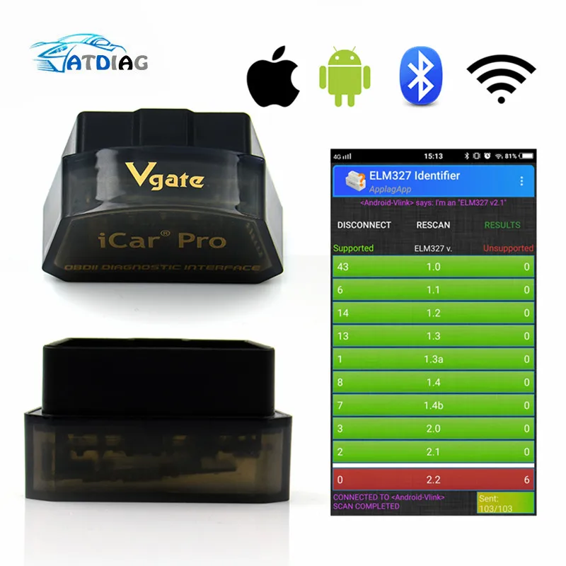Горячая Vgate iCar pro ELM327 Bluetooth 4,0/wifi OBD2 автомобильный диагностический сканер для Android/IOS ELM 327 Программное обеспечение V2.1 диагностический тоже