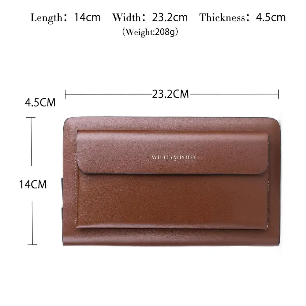 Мужской кошелек из натуральной кожи длинные кошельки на двойной молнии деловой