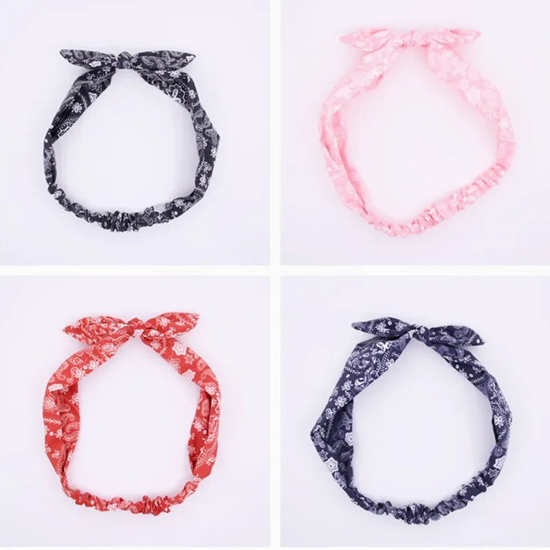 Для женщин Пейсли повязки на голову с печатью ретробандана бантом повязка волосы