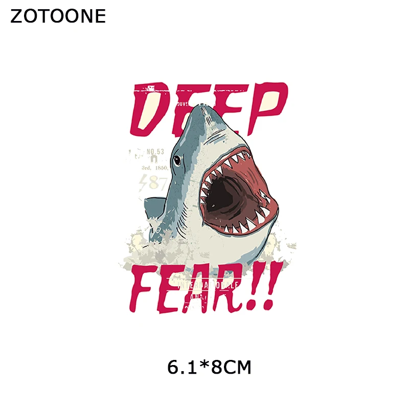 ZOTOONE Deep Fear Iron on Transfer Patches Shark Heat Clothes DIY аксессуары для аксессуаров одежды E|Заплатки|