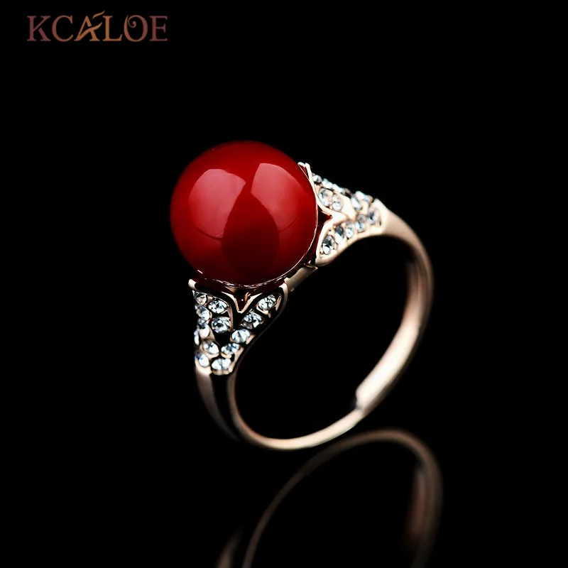 KCALOE женские кольца модное розовое золото красное искусственное Коралловое