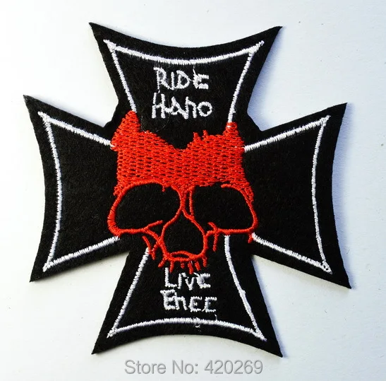 Немецкий Железный крест военная медаль WW2 лоскутный красный череп для байкеров