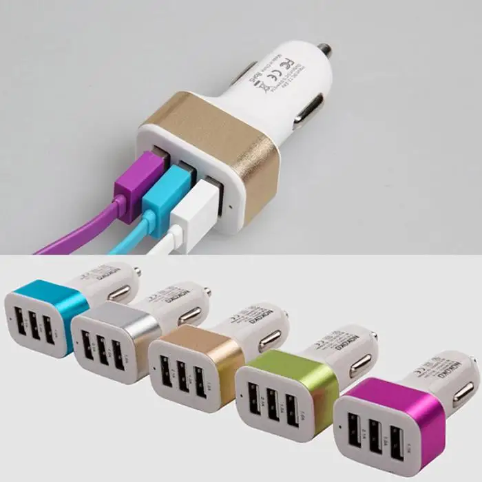 Универсальный тройной USB адаптер для быстрой зарядки автомобиля USB разъем 3 порта автомобильное зарядное устройство 2.1A 2.0A 1.0A для iPhone 6 Plus samsung S7 M8617