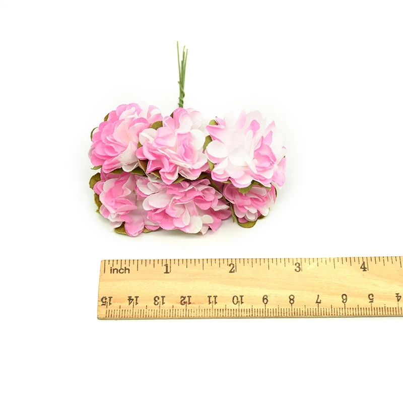 

6pcs cheap fake paper roses flowers diy needlework garland gifts box artificial flowers for wedding home new Year decoration