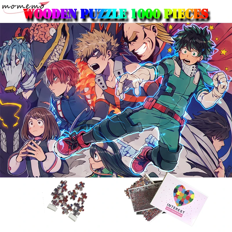 MOMEMO мой герой из мультфильма головоломки 1000 шт. аниме взрослых деревянные пазлы