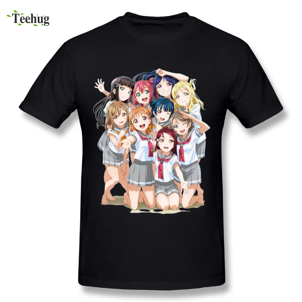 Футболка с круглым вырезом для мужчин удобная рубашка принтом аниме Aqours Love Live