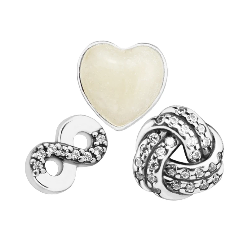 Настоящее серебро 925 пробы Бесконечная любовь Petites Charm подходит медальон Подвески