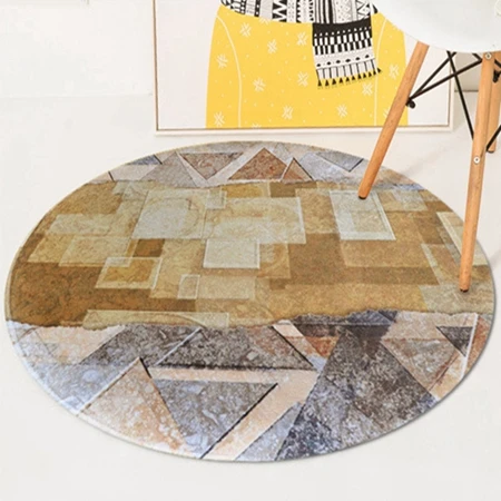 Carpet3 Европейские круглые ковры коричневый желтый серый Tapete винтажные геометрические Нескользящие Коврики для дома, спальни, коврики для ног - Цвет: Carpet3