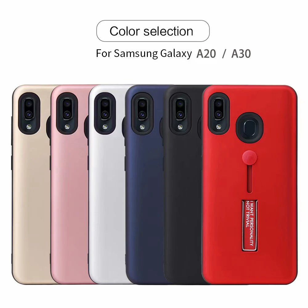 Гибридный чехол из ТПУ и поликарбоната с откидной ножкой на палец для Samsung Galaxy A20