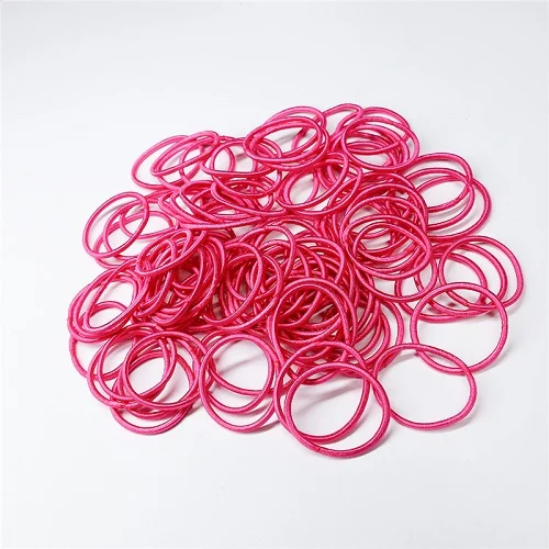 Fuchsia 100 шт. карамельных цветов нейлоновые резинки 3 см детские безопасные эластичные ленты для волос Детские конский хвост держатель аксессуары для волос для девочек Новинка - Цвет: Fuchsia