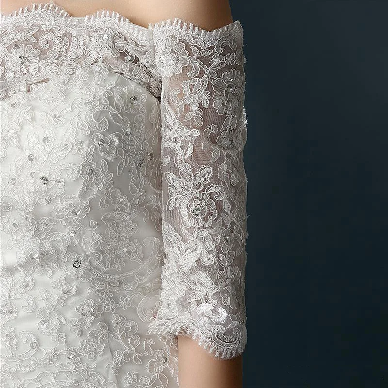 2015 новое поступление русалка кружева свадебное платье с half-рукава белый