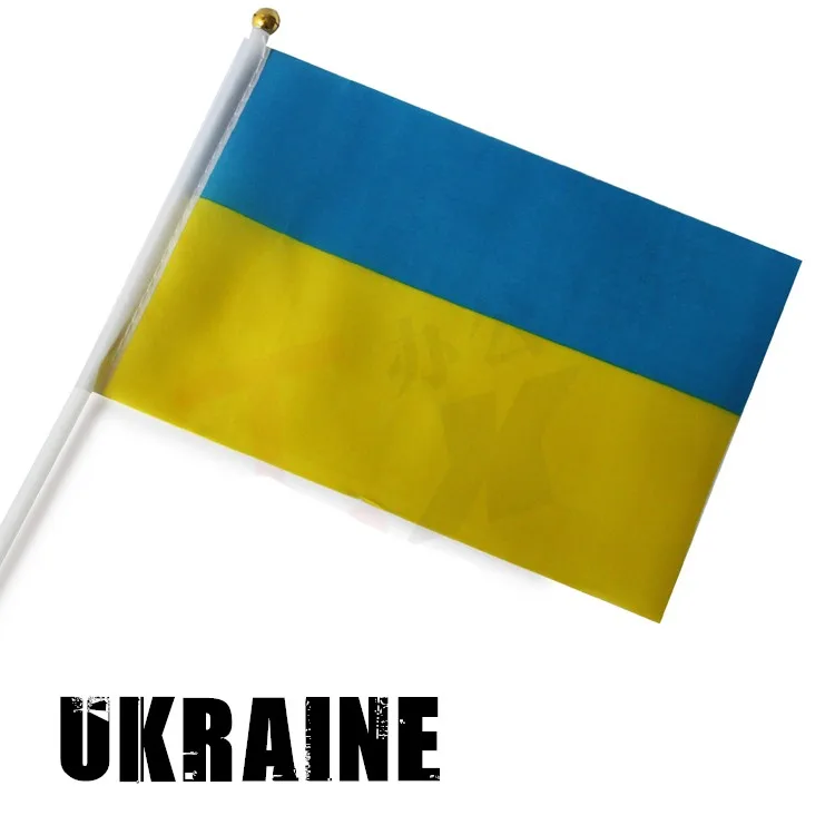 Маленький национальный флаг Украины 21*14 см #8 полиэфирный развевающиеся вручную