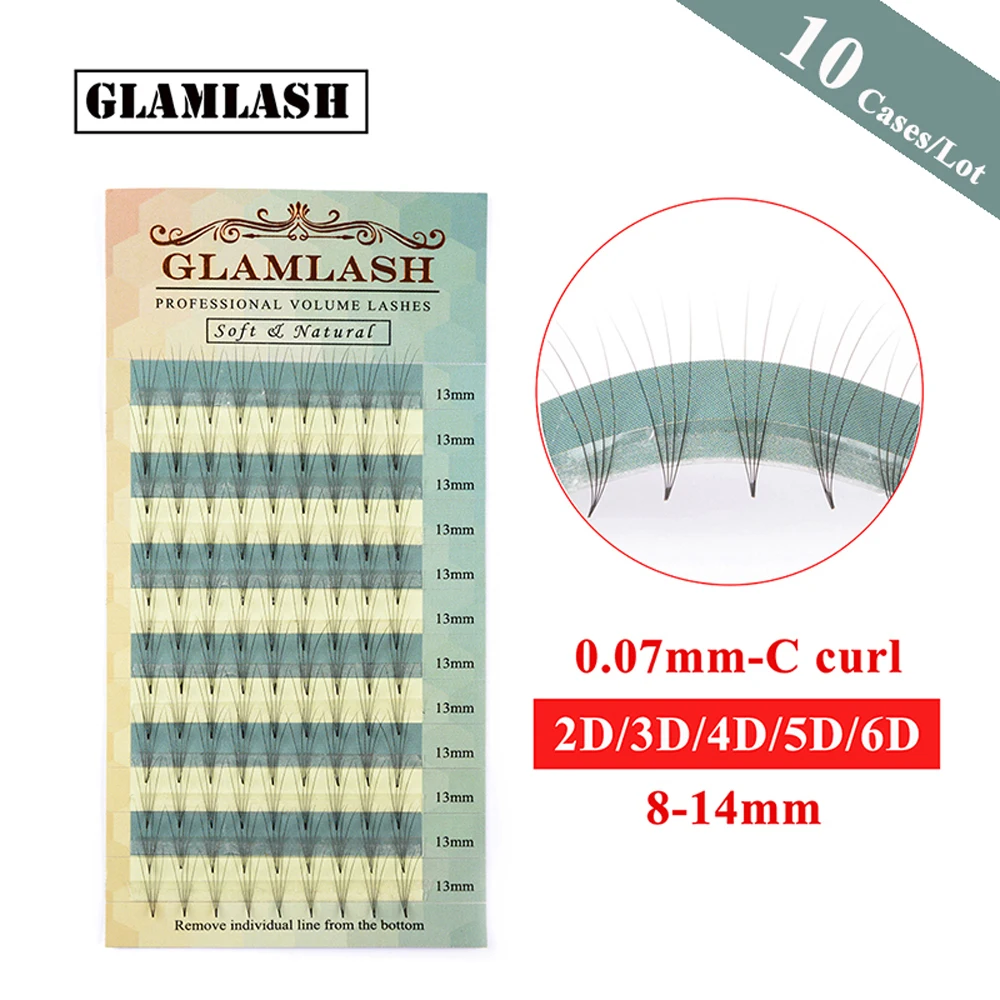 GLAMLASH оптовая продажа 10 чехлов 8 15 мм 3D объемное наращивание ресниц Очаровательные