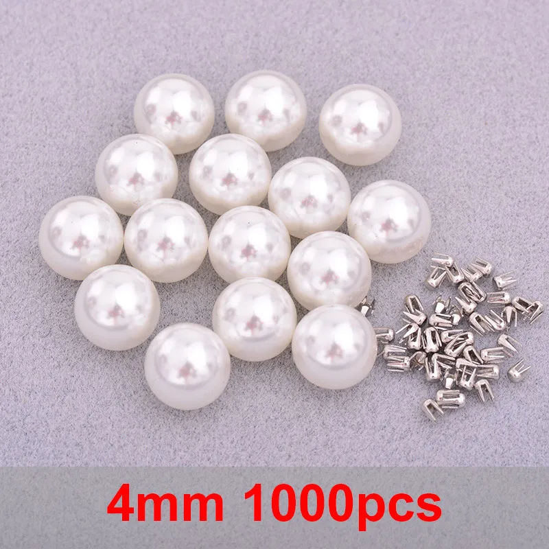 White 4mm 1000pcs JUNAO 1 комплект ручной прибил машина для бисера Костюмы руководство панамка с жемчужиной бисера заклепки Craft для DIY ремонт Вязание кепка со шнуровкой Средства для волос - Цвет: White 4mm 1000pcs