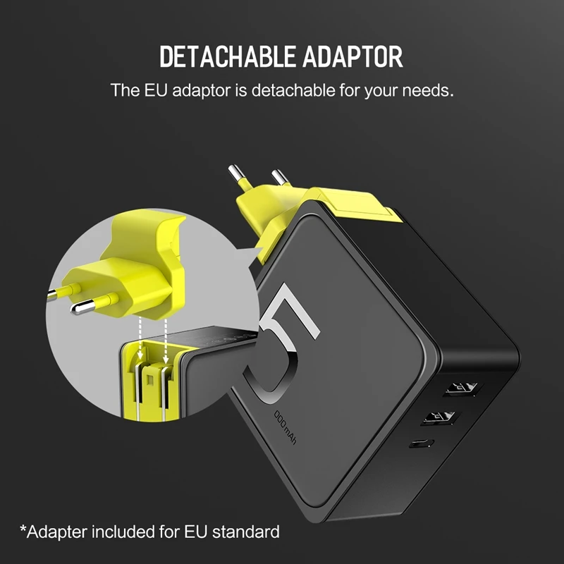 5000 мАч 2 в 1 power Bank с настенным usb зарядным устройством для iPhone 6 7 8 X Xiaomi ROCK
