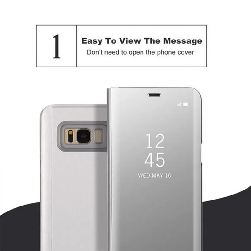 Чехол для Samsung Galaxy S8 Plus S6 S7 Edge Note 8 Smart Clear Mirror View A3 A5 A7 J3 J5 J7 2017 откидной