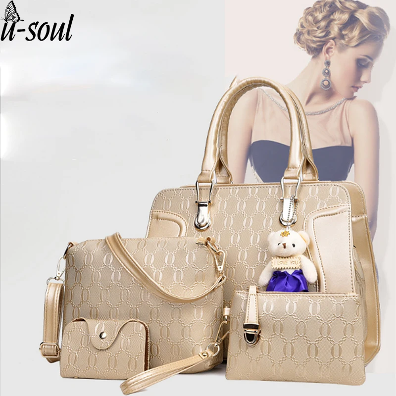 

4pcs fashion pattern female Messenger bag handbag wallet large capacity simple style elegant wild multi-color handbag A11256