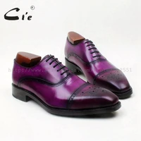 cie square toe semi brogues lace up oxfords patina purple 100genuine calf leather bottom outsole goodyear welted men shoeox678