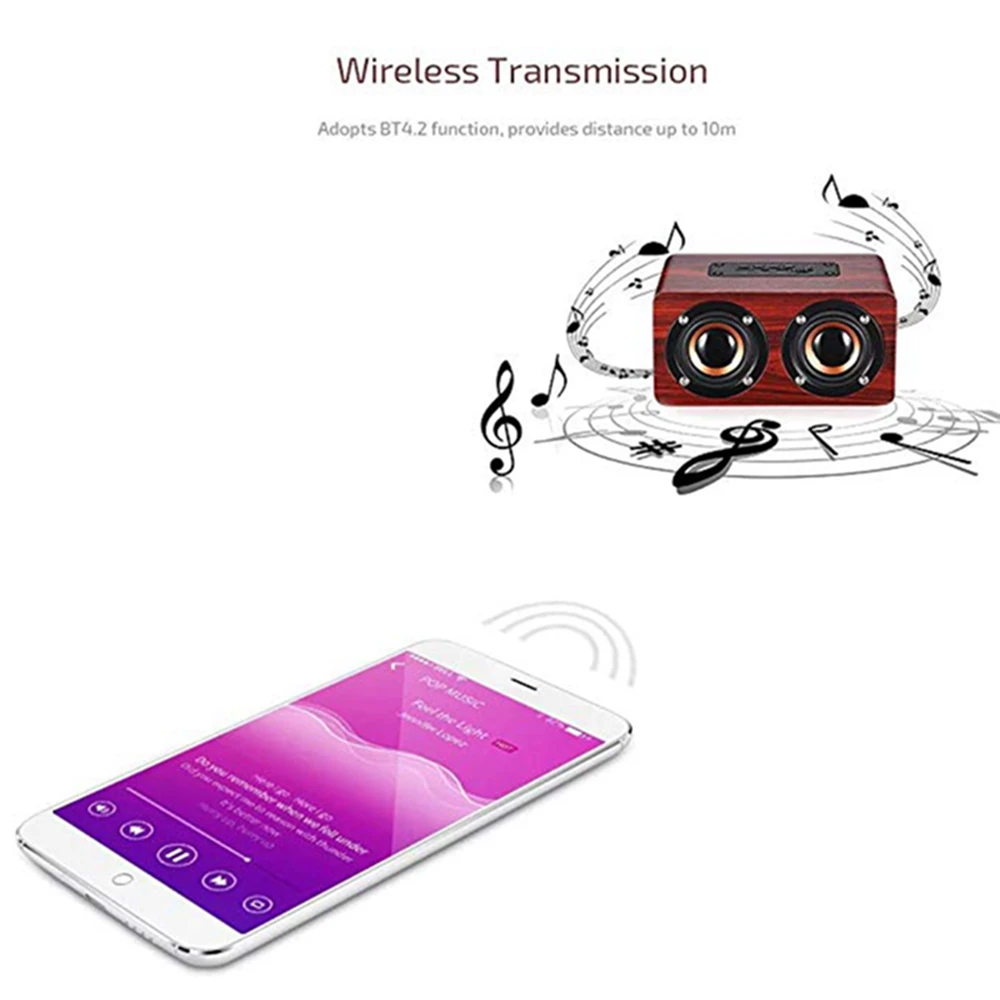 Портативный Bluetooth динамик деревянный домашний беспроводной громкоговоритель с микрофоном TF слот для карт Ретро ручной работы для ноутбуков смартфоны ПК