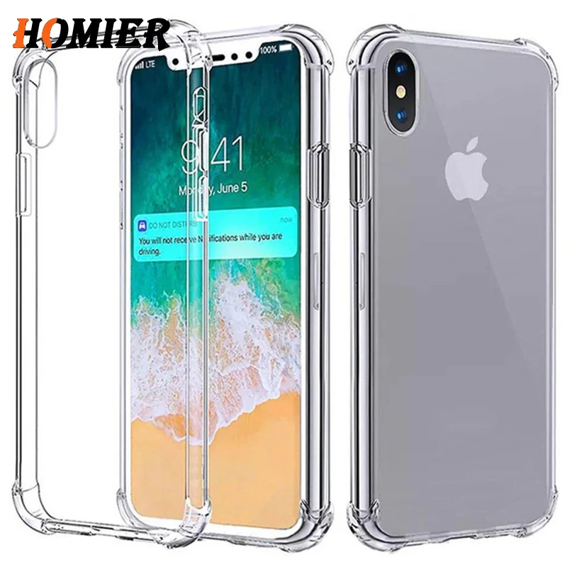 Прозрачный мягкий чехол из ТПУ для iPhone X 7 8Plus 6 6S Plus 5 SE силиконовая подушка