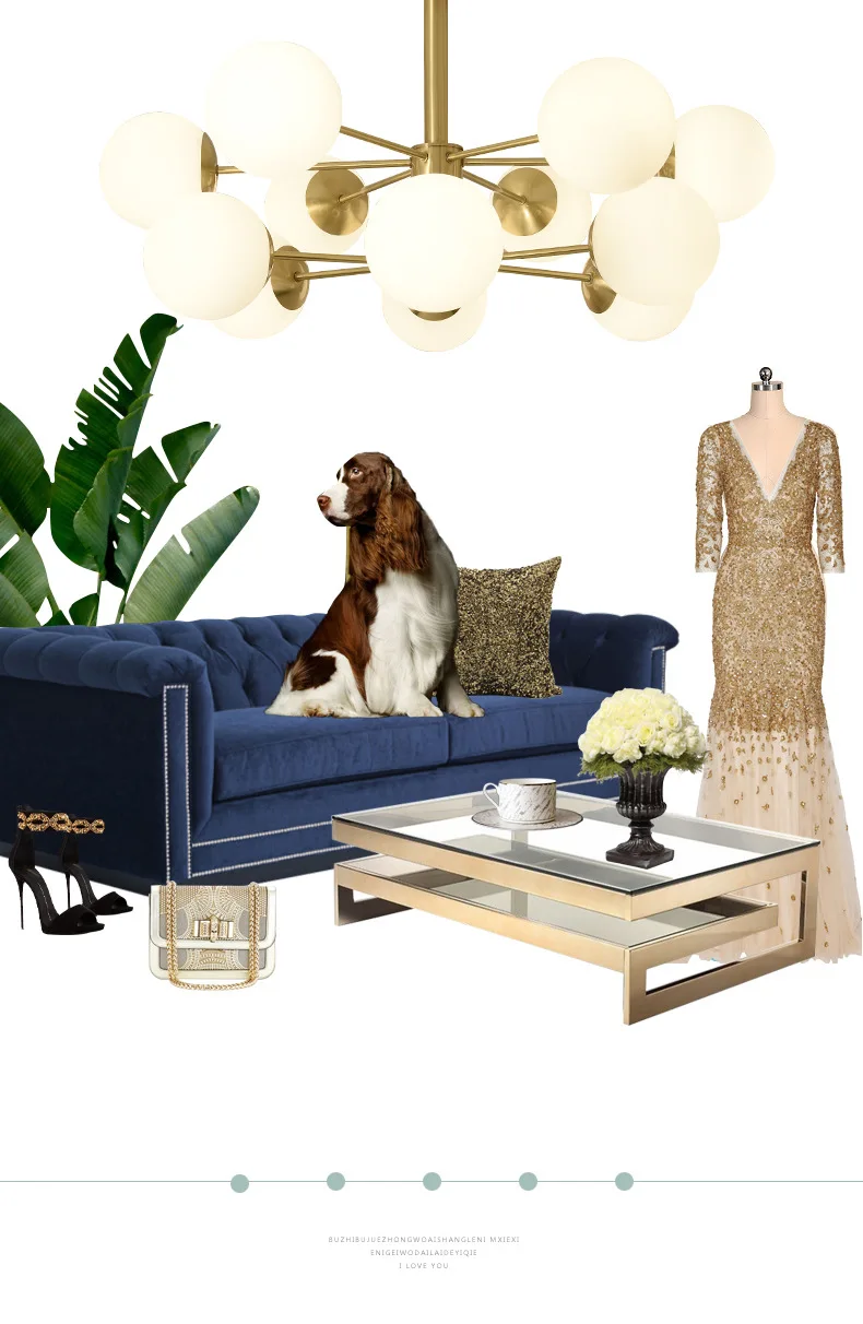 Скандинавский медный потолочный светильник для гостиной постмодерн роскошный