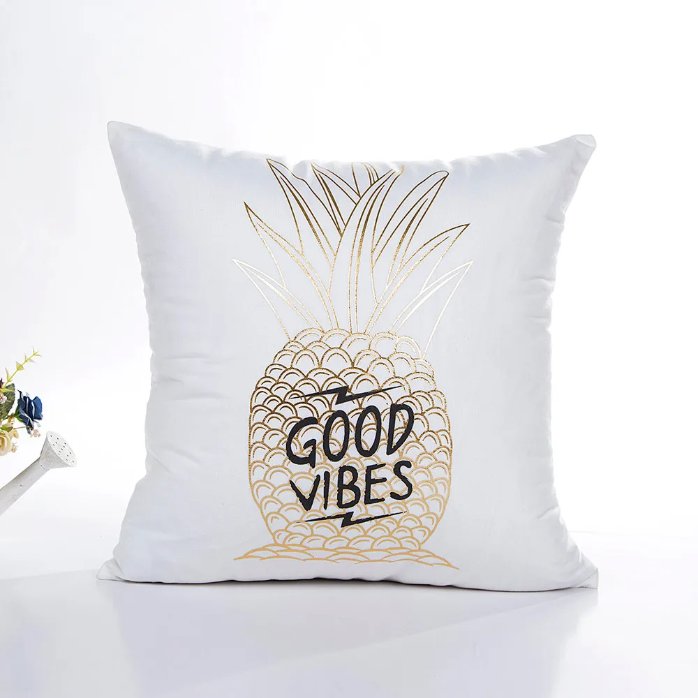 Hot Sale Gold Foil Printing Nonwoven Pillow Case Polyester Sofa Waist Throw Cushion Cover Fronha De Travesseiro Home Decor@T20 | Дом и сад