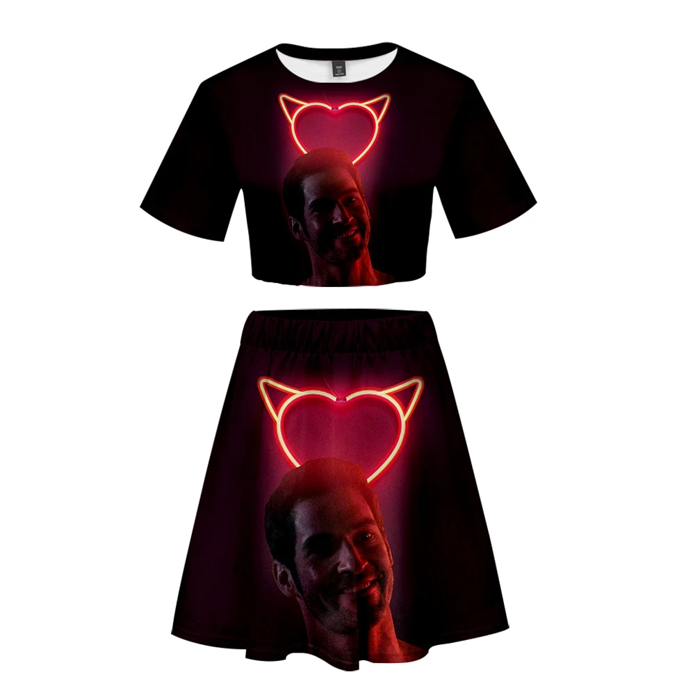 Комплект из 2 предметов Lucifer футболка с коротким рукавом и платье без отделки