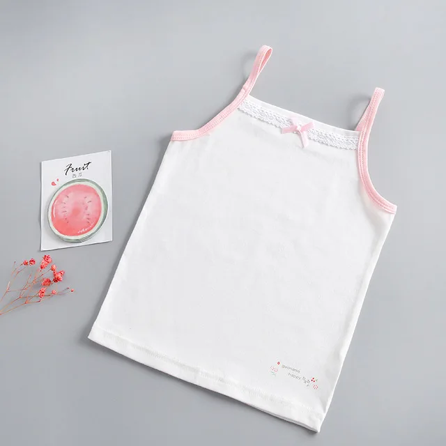 White sling Девочки майки хлопок o-образным вырезом слинг базовый цвет дна цветок мягкий обтяжку Девушки эксцентричная одежда рубашка - Цвет: White sling