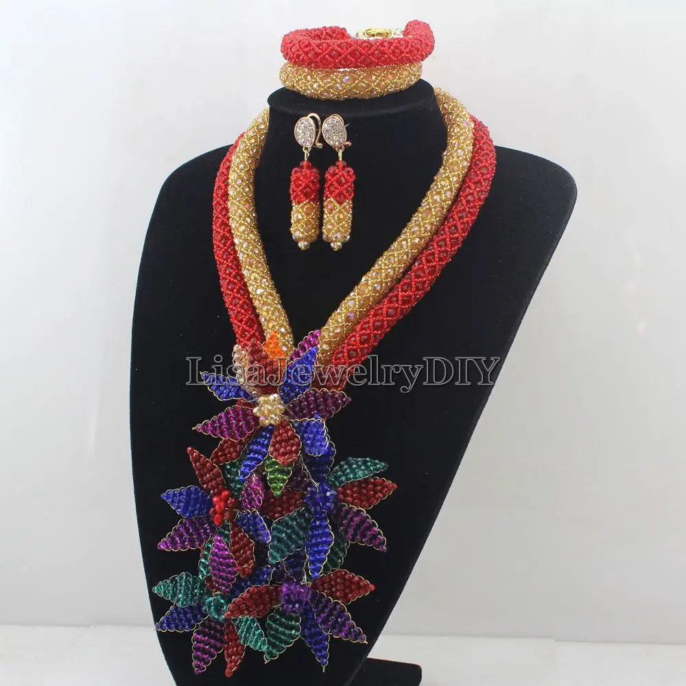 /Красный африканский женский костюм свадебные ювелирные изделия набор женских