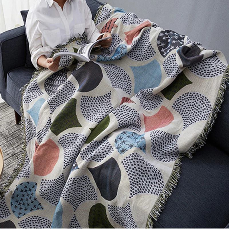 Скандинавское одеяло многофункциональное искусство гинкго декоративные Slipcover Cobertor диван кровать Нескользящая прострочка мягкая простыня шикарное одеяло s