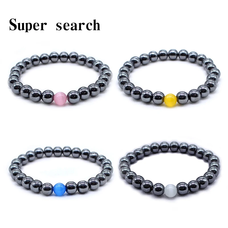 Женские немагнитные браслеты ручной работы из гематита 8 мм регулируемый браслет