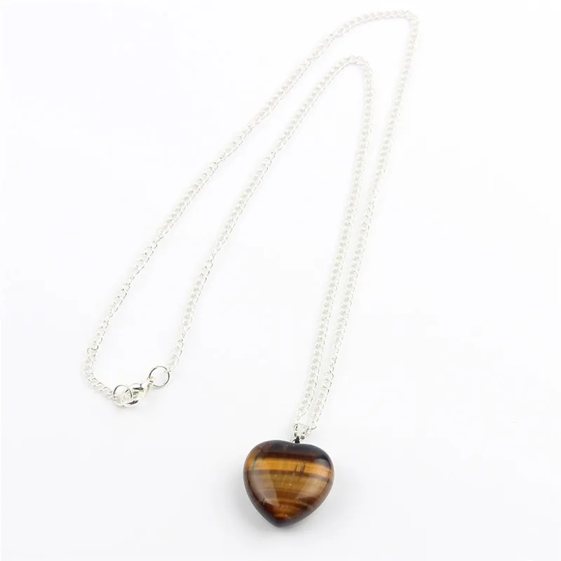 Tiger eye Природный Розовый Кварц Точка Ожерелье Сердце Кристалл Фиолетовый Камень Neckalce Питания Исцеление Рейки Чакра Ювелирные Изделия - Окраска металла: Tiger eye