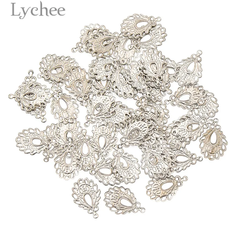 Lychee срок службы 50 шт. перо в форме филигранные цветы ломтик из полотого металла