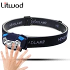 Налобный фонарь для велосипеда с датчиком движения тела, светодиодный светильник на голову, 5000 лм, литиевые металлические лампы Litwod Q5 для кемпинга, скалолазания, охоты, ночной рыбалки