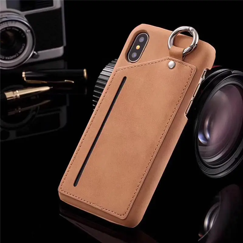 Гладить кольцо висит Coque чехол для Apple IPhone X Мода PU кожа Слот карты на заднюю крышку